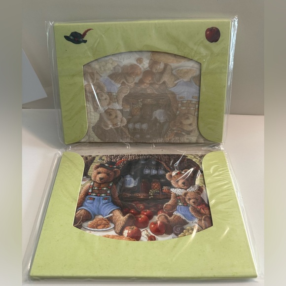 "Family Picnic at Apple Hill"by Janet Kruskamp Teddy Bears Art Print 10 Cards - Picture 2 of 8